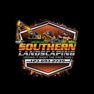Custom Construction Logo Design | Land Management Logo | Heavy Equipment Excavator