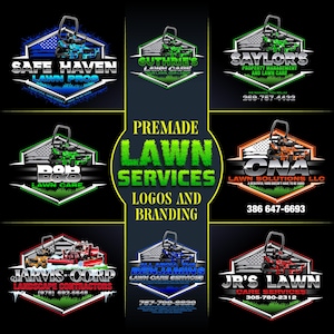 Lawn Mower Logo for Lawn Care Business - Landscaping Services Logo, Cartoon Lawn Care Logos, Grass Cutting Lawn Mower Logo Template