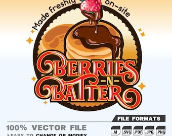 Chocolate Dripped Bakery Logo: Custom Strawberry & Cake Pops Branding