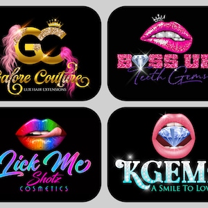 Logo personalizzato per salone di bellezza: glitter oro rosa, capelli e ciglia