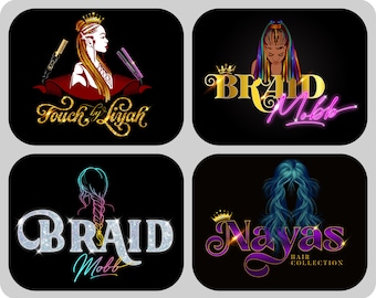 Custom Beauty Salon Logo: Hair, Lashes, Rose Gold Glitter, Pink Logo