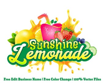 Retro Lemonade Logo SVG: Pink & Yellow Citrus Design