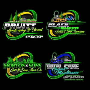 Yard service logo design in alternate color variation — custom lawn mowing logo for landscaping and grass cutting businesses, editable AI and EPS vector files