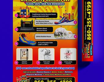 Editable Bounce House Party Flyer Template: Party Rental Marketing (PDF Download)
