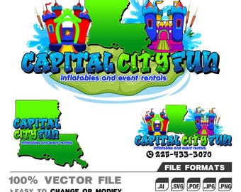Custom Bounce House Rental Logo: Inflatable Dome Design