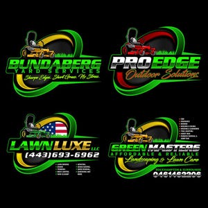 Display of multiple professional logo layout variations for diverse yard service business needs.
