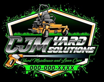 Modern Lawn Care logo Ideas Pressure washing Logo landscape logo with zero turn lawn mower - Custom Lawn Service Logo Designs