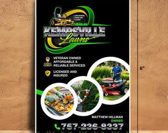Lawn Care Flyer Template - Landscaping Flyer - Lawn Care Door Hanger - Lawn Care Business Card