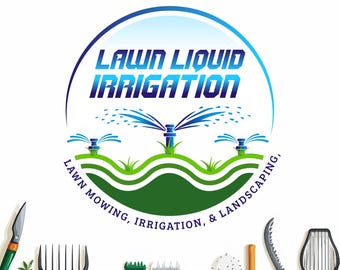Custom Lawn Irrigation Logo Design: Sprinkler & Drip Systems