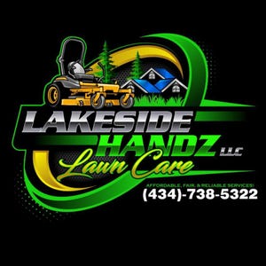 Lawn service logo design showing third color variation — professional mowing logo for lawn care and landscaping company branding, commercial rights included