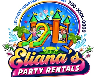 Custom Bounce House & Waterslide Logo Design SVG PNG PDF | Fast Turnaround Party Rental Branding