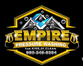 Pressure Washing Logo Design: Customizable Cleaning Business Branding (PNG, SVG, PDF)