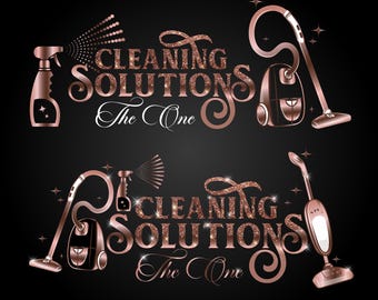 Editable Cleaning Service Logo: Rose Gold Maid Service Design
