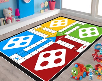 Ludo-Spielteppich, Ludo-Spielteppich, Personalisierter Familienteppich, Bunter Teppich, Spielteppich, Dekorativer Teppich, Gamerzimmer Teppich, Coole Teppiche