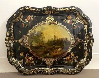 Vintage Royal Windsor Tole Tray, Victorian Toleware Style Decor, Collectors Gift Idea