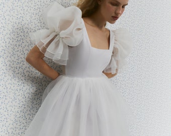 Britney Dress, Organza Short wedding dress