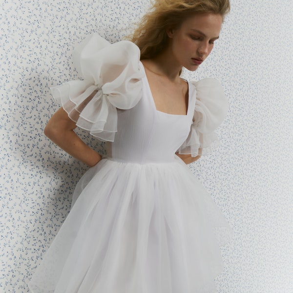 Britney Dress, Organza Short wedding dress