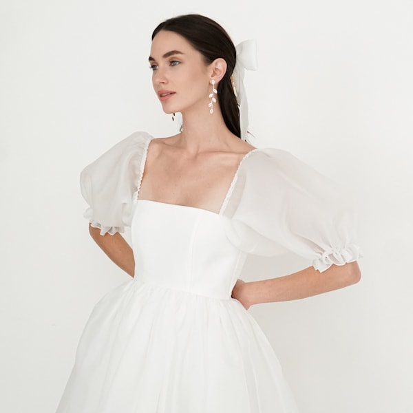 Bertha Dress, Organza puff dress, Mini wedding dress, Bridal Shower Dress, Custom Dress