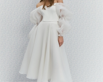 Jupe de mariage Stella, jupe midi de mariée en organza