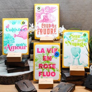 4 Cartes Letterpress Mots Doux Amour Saint Valentin