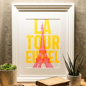 Buchdruck-Eiffelturm-Poster