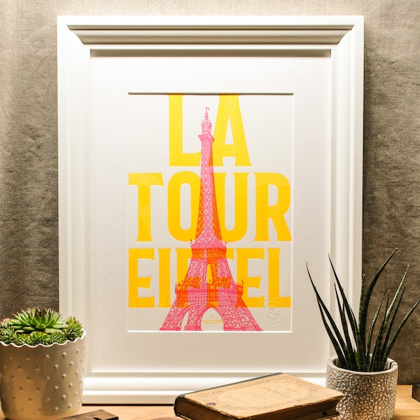 Affiche Letterpress Tour Eiffel