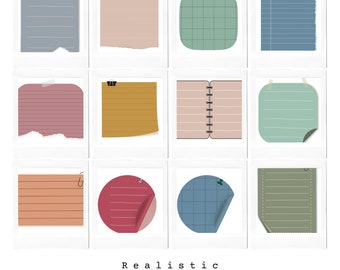 Realistische digitale Aufkleber, digitale Sticky Notes, Notizblöcke, Goodnotes-Aufkleber, PNG-Aufkleber, Goodnotes-Planer,