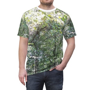 Real Life Camo Green Unisex Cut & Sew Tee (AOP)