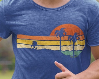 Vintage-inspired Distressed Sunset T-Shirt featuring Sonic the Hedgehog Silhouette