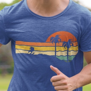 Vintage-inspired Distressed Sunset T-Shirt featuring Sonic the Hedgehog Silhouette
