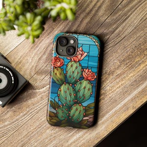 Cactus Stained Glass Design iPhone Case - Glossy or Matte Finish - iPhone, Samsung, Google image 1