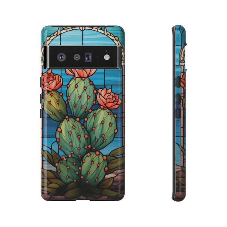 Cactus Stained Glass Design iPhone Case - Glossy or Matte Finish - iPhone, Samsung, Google image 3