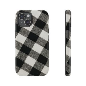 Buffalo Check Plaid Phone Case - Black And White - iPhone And Android - Gloss/Matte Finish - Durable, Stylish Protective Cover image 2