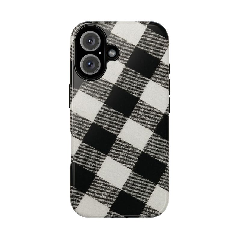 Buffalo Check Plaid Phone Case - Black And White - iPhone And Android - Gloss/Matte Finish - Durable, Stylish Protective Cover image 8