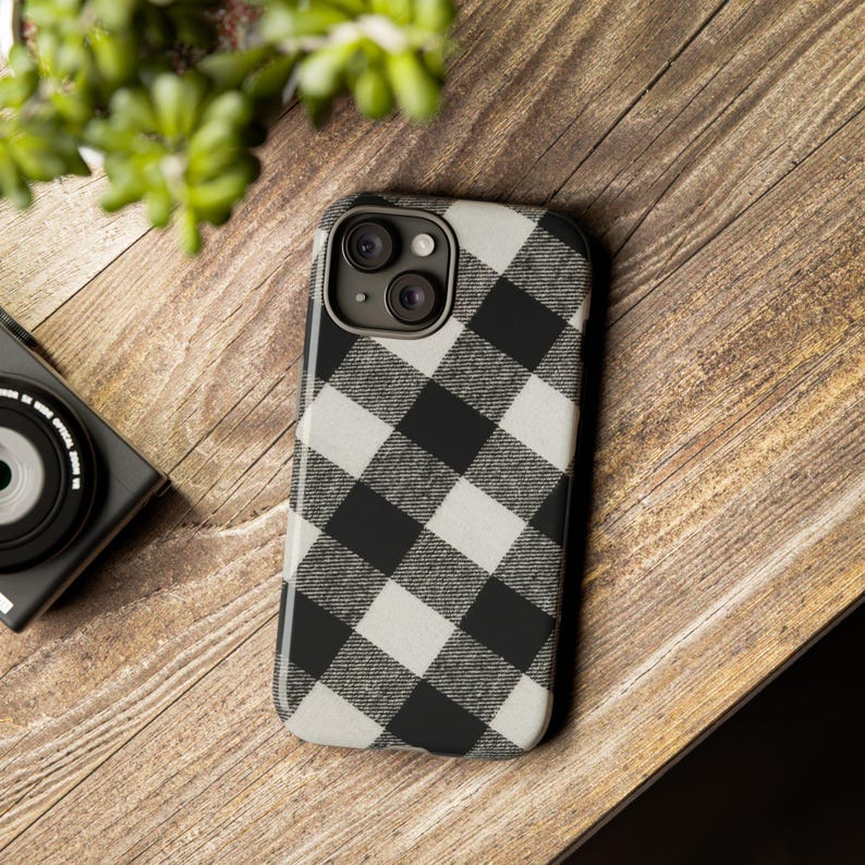 Buffalo Check Plaid Phone Case - Black And White - iPhone And Android - Gloss/Matte Finish - Durable, Stylish Protective Cover image 1