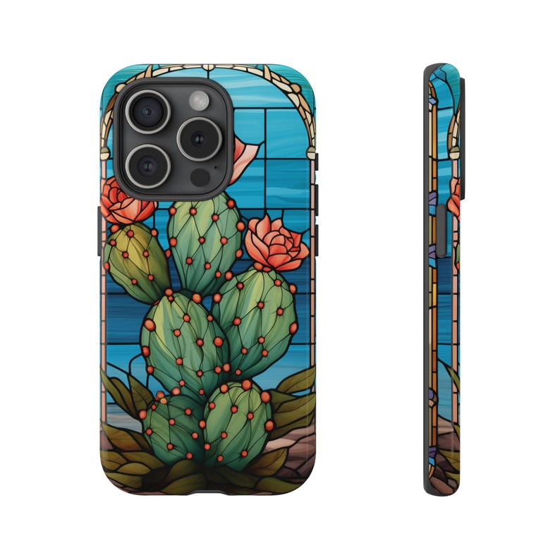 Cactus Stained Glass Design iPhone Case - Glossy or Matte Finish - iPhone, Samsung, Google image 4