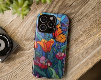 Colorful Floral Phone Case Tough Cases with Butterfly and Floral Design, Unique Gift for Nature Lovers, Protective Cover, Vibrant