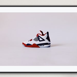Digital Sneaker Print | Jordan 4 Retro OG &#39;Fire Red&#39; | Digital Sneaker Print | Printable Minimalistic Photography Download