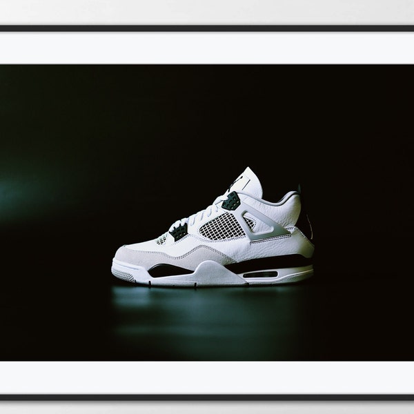 Air Jordan 4 Retro 'Military Black' | Digital Sneaker Print | Printable Minimalistic Photography Download