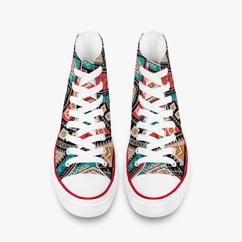 Colorful Neon Ethic Aztec Maya Print Women's Slip On Sneakers