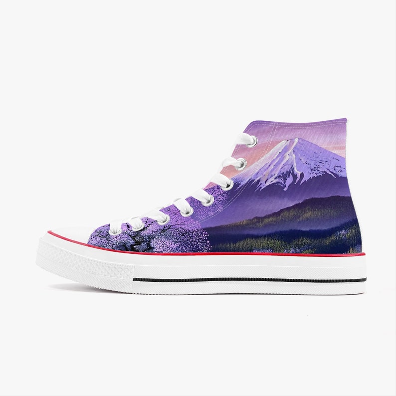 Mountain themed shoes, Snowy mountain print sneakers, Converse inspired by the snowy mountains, Trainers inspired by nature, Nature kicks. image 2