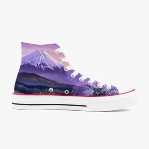 Mountain themed shoes, Snowy mountain print sneakers, Converse inspired by the snowy mountains, Trainers inspired by nature, Nature kicks. image 3