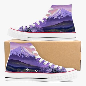 Mountain themed shoes, Snowy mountain print sneakers, Converse inspired by the snowy mountains, Trainers inspired by nature, Nature kicks. image 7