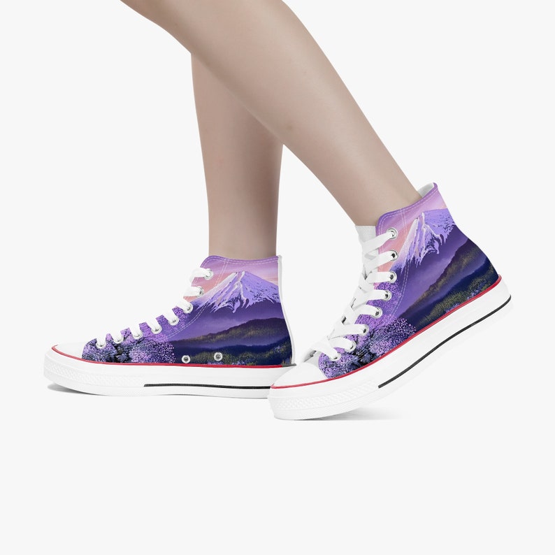 Mountain themed shoes, Snowy mountain print sneakers, Converse inspired by the snowy mountains, Trainers inspired by nature, Nature kicks. image 6