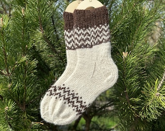 Chaussettes d'hiver chaudes et douillettes Chaussettes 100 % laine d'alpaga biologique Chaussettes nordiques tricotées à la main