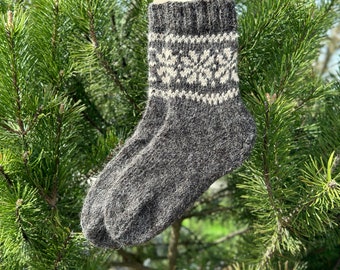 Winter cozy warm socks 100% organic alpaca wool socks Hand knit nordic socks