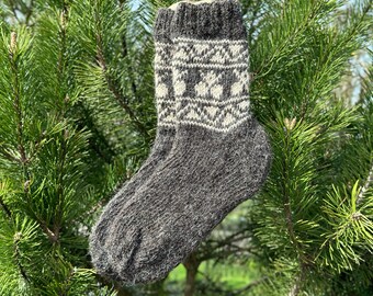 100% alpaca wool socks  Winter cozy warm socks Hand knit Nordic socks