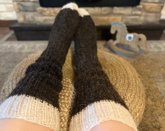 Winter gemütliche warme Socken Handgestrickte lange Socken 100% Bio Alpakawolle Socken Versandfertig