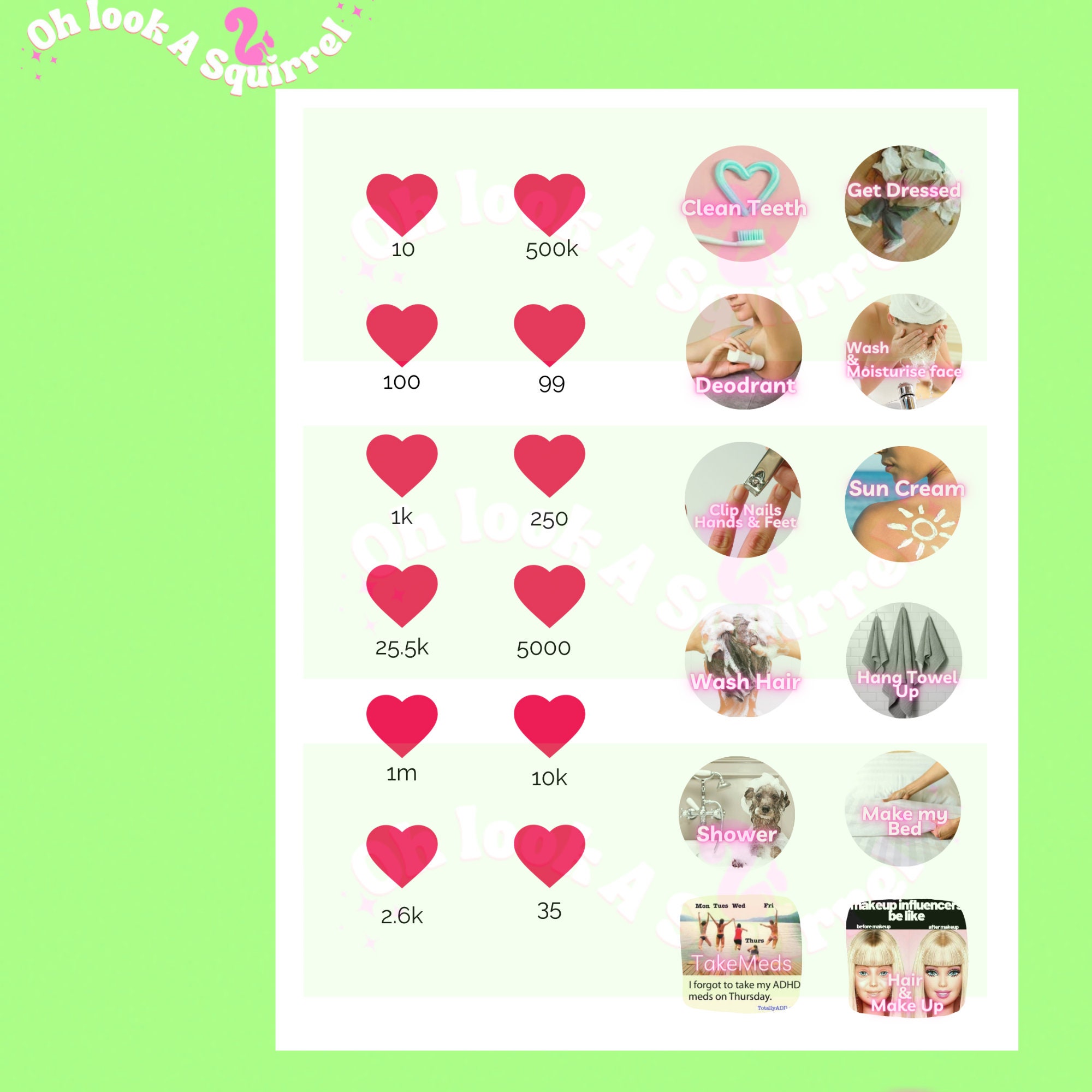 Visual ADHD/ADD Morning Routine Chart for Teenage Girl - Etsy