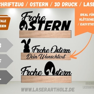 Glad påsk-bokstäver SVG / STL / DXF-mall | Plotterfil | Laserfil | Dekorationsblock i trä | Påsk - Stativ - Anpassningsbar